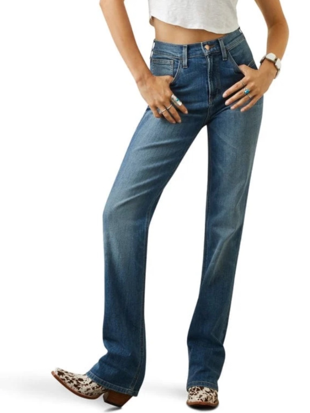 NWT Ariat High Rise Ultra Lucy Relaxed Straight Jeans Fontana 28S